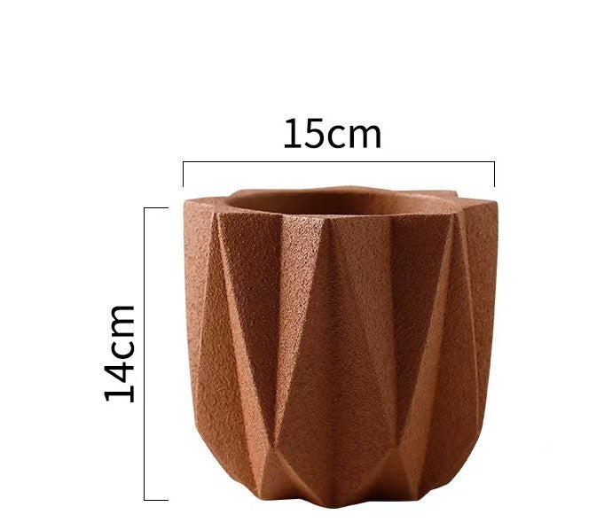 Octagon Pot (Brown) Big 15cm (C-2007)