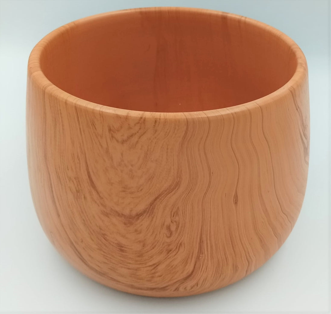 Wood Grain Ceramic Pot (Round Medium 14cm)