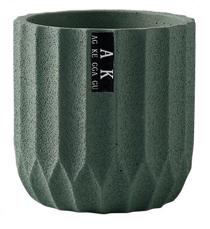 Symmetrical Concrete Pot (Green) (Small 13cm)