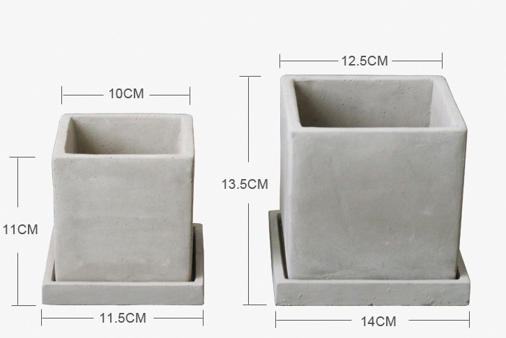 Cube Pot with saucer (C-019) (big)