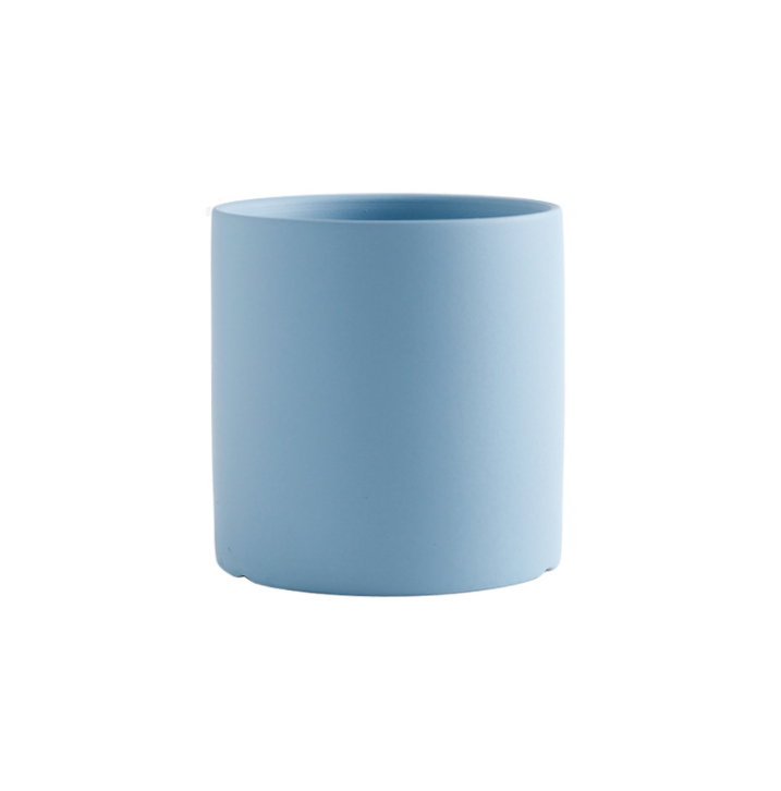 Minimal Ceramic Pot with Saucer (Wathet Blue) Big 13cm (MQ-Blue-2)