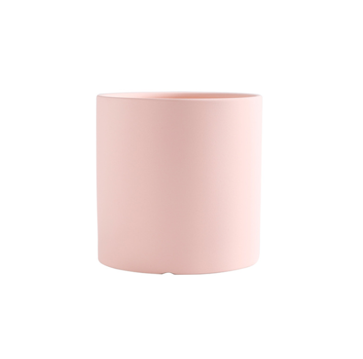 Minimal Ceramic Pot with Saucer (Peach) Small 8cm (MQ-Pink-3)