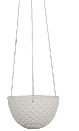 Ceramic Hanging Pot 19cm Diamond Pattern (White) (YBH02150C)