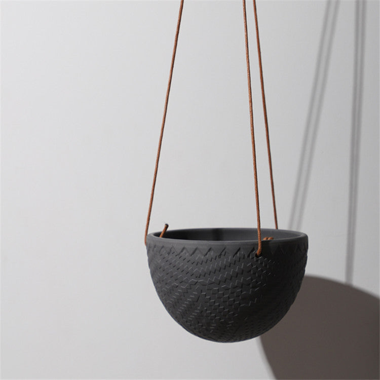 Ceramic Hanging Pot 19cm (Big) (Black) (YBH02150)