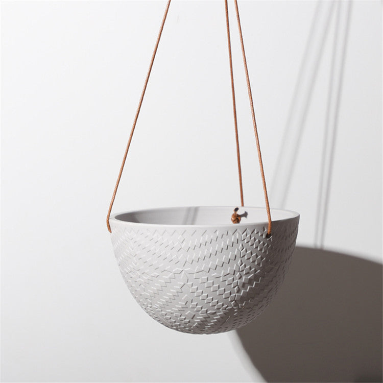 Ceramic Hanging Pot 19cm (Big) (Light Grey) (YBH02150)