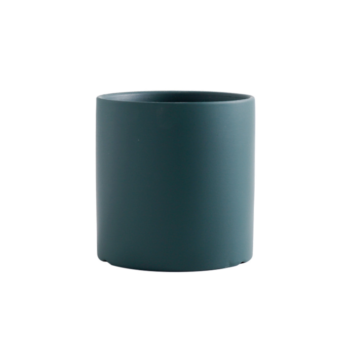 Minimal Ceramic Pot with Saucer (Blackish green) Big 13cm (MQ-green-3)