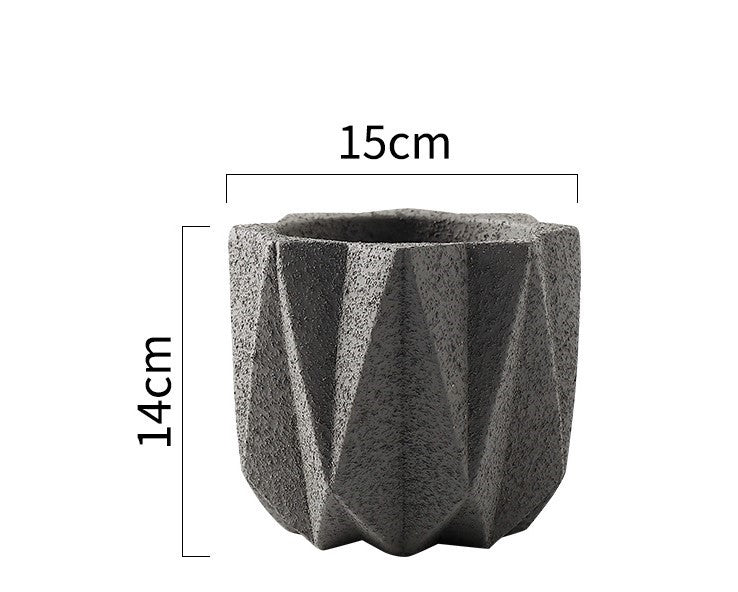 Octagon Pot (Dark Grey) Big 15cm (C-2007)