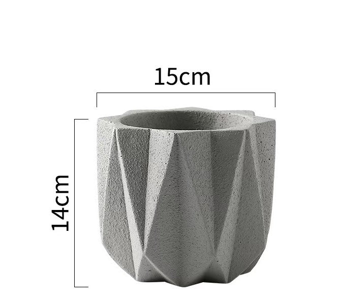 Octagon Pot (Light Grey) Big 15cm (C-2007)