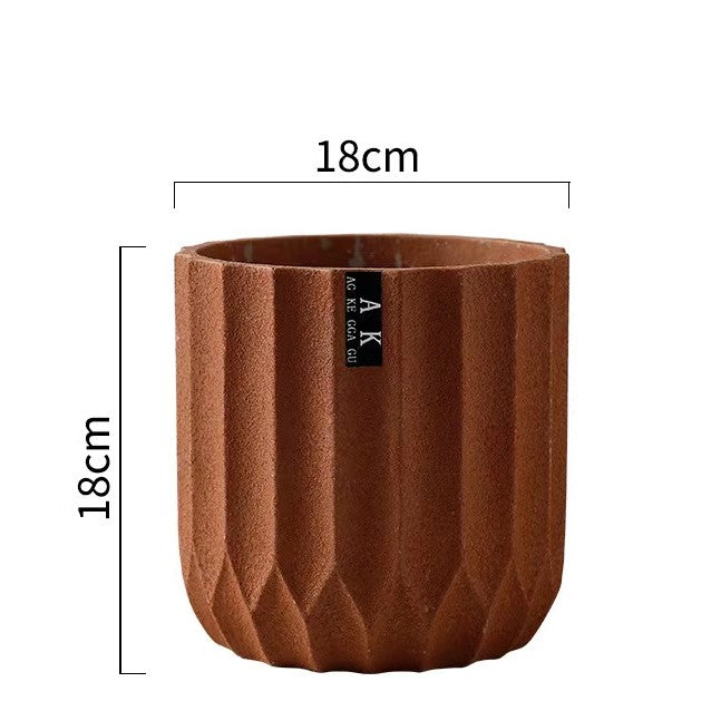 Symmetrical Concrete Pot (Brown) (Big 18cm) (C-2001)