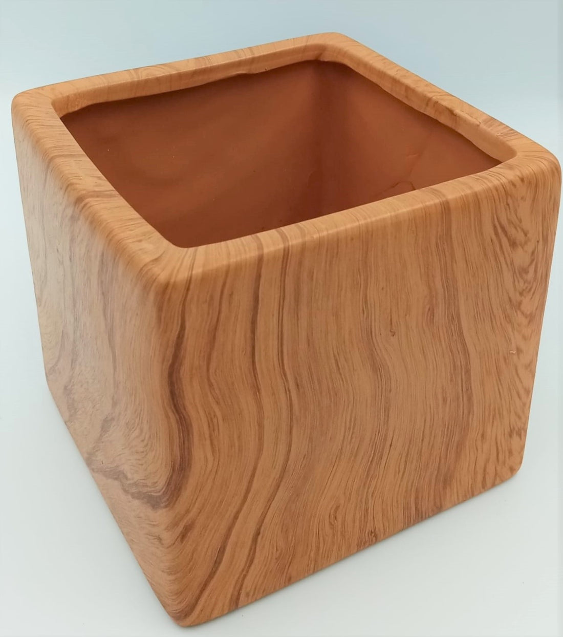 Wood Grain Ceramic Pot (Square)