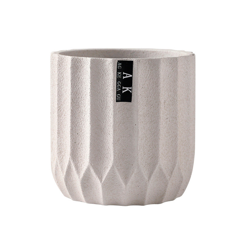Symmetrical Concrete Pot (White) (Small 12.5cm) (C-2001)