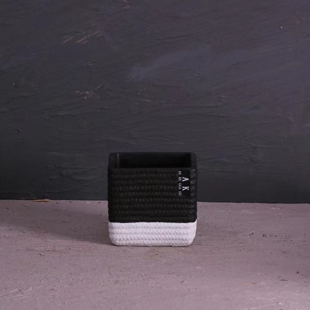 White Base Square Pot (Black) (C-041)