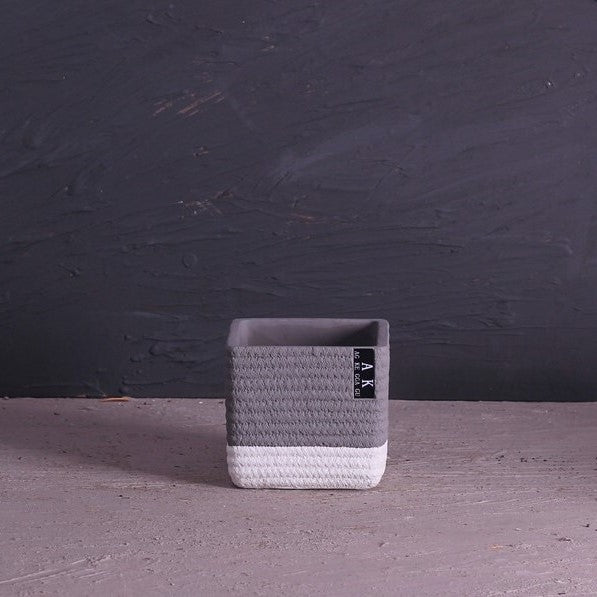 White Base Square Pot (Grey) (C-041)